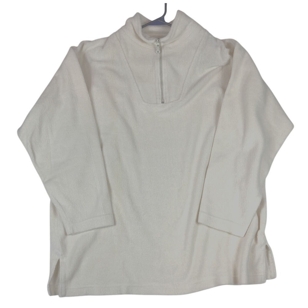 J.B. Buck Sports Quarter Zip Fleece Pullover Shirt White Men's Size Medium‎